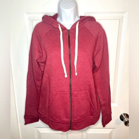 Modcloth Next Level Love My Ugly Christmas Sweater Zip Hoodie Sweatahirt Red L - Picture 8 of 12